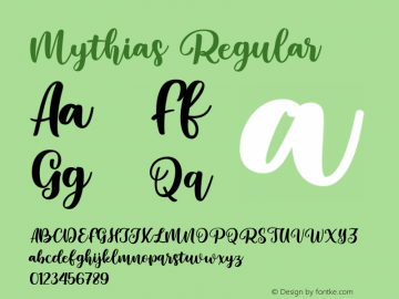 Mythias Version 1.00;June 25, 2021;FontCreator 13.0.0.2683 64-bit图片样张