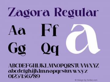 Zagora Version 1.00;June 14, 2021;FontCreator 13.0.0.2675 64-bit图片样张