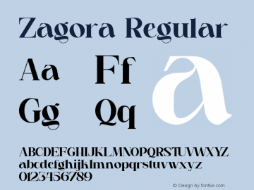 Zagora Version 1.00;June 14, 2021;FontCreator 13.0.0.2675 64-bit图片样张