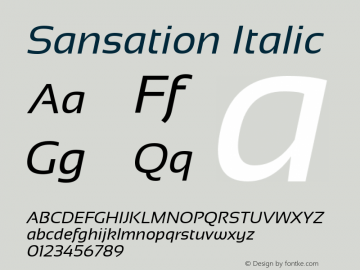 Sansation Italic Version 1.3 Font Sample