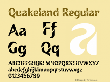 Quakeland Version 1.00;June 26, 2021;FontCreator 13.0.0.2683 64-bit图片样张