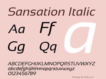 Sansation Italic Version 1.31 Font Sample