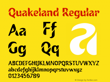 Quakeland Version 1.00;June 26, 2021;FontCreator 13.0.0.2683 64-bit图片样张