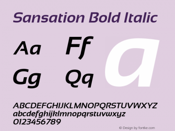 Sansation Bold Italic Version 1.301 Font Sample