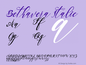 Bethavera Italic Version 1.00;September 7, 2020;FontCreator 11.5.0.2430 64-bit图片样张