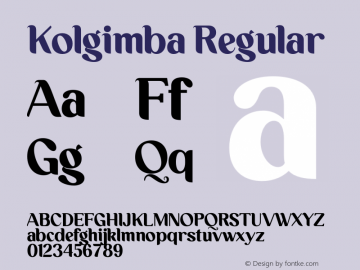 Kolgimba Version 1.00;June 26, 2021;FontCreator 13.0.0.2683 64-bit图片样张