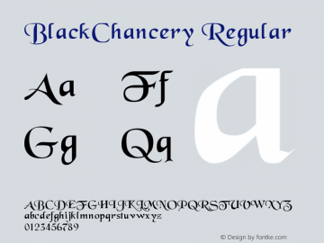BlackChancery Regular Altsys Fontographer 3.5  3/6/92 Font Sample