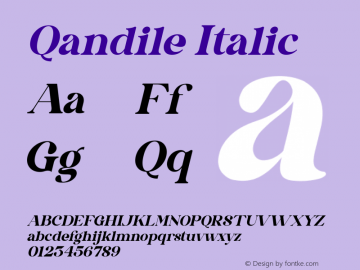 Qandile Italic Version 1.00;July 2, 2021;FontCreator 13.0.0.2683 64-bit图片样张