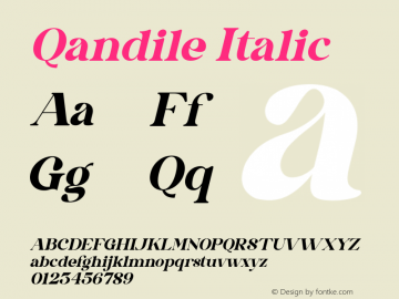 Qandile Italic Version 1.00;July 2, 2021;FontCreator 13.0.0.2683 64-bit图片样张