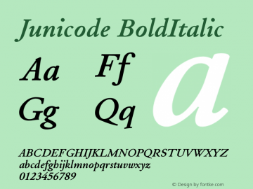 Junicode BoldItalic Version 0.6.12 Font Sample