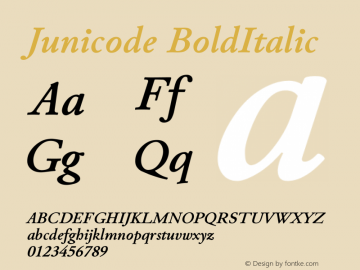 Junicode BoldItalic Version 0.6.13 Font Sample