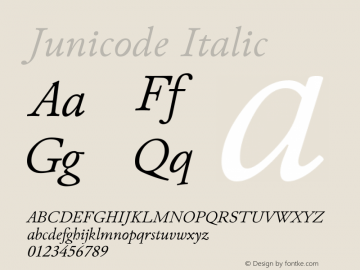 Junicode Italic Version 0.6.14 Font Sample