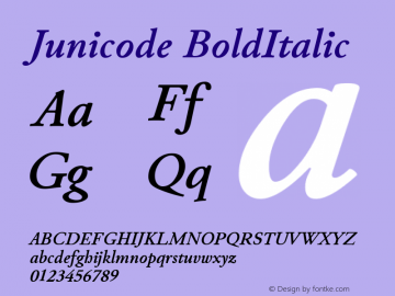 Junicode BoldItalic Version 0.7 Font Sample