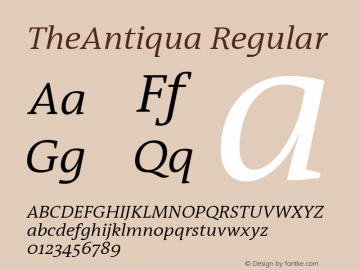 TheAntiqua SemiLight Italic Version 1.72图片样张