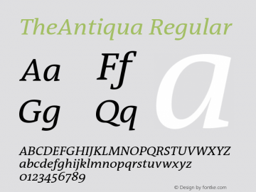 TheAntiqua Plain Italic Version 1.72图片样张