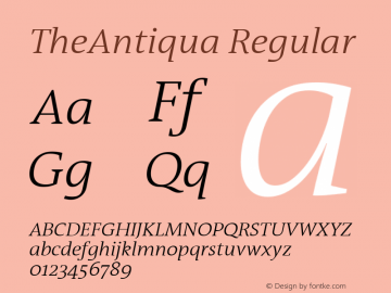 TheAntiqua Light Italic Version 1.71图片样张