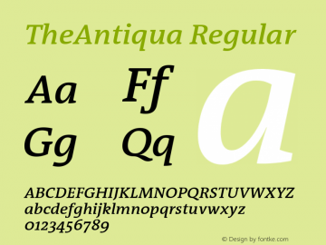 TheAntiqua SemiBold Italic Version 1.72图片样张
