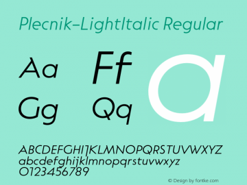 Plecnik W05 Light Italic Version 1.00图片样张