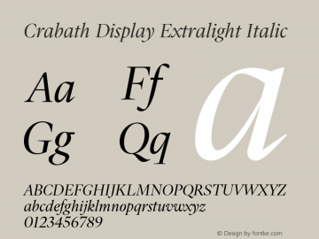Crabath Display Extralight Italic Version 1.283;FEAKit 1.0图片样张