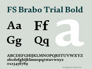 FS Brabo Trial Bold Version 1.002;PS 001.002;hotconv 1.0.88;makeotf.lib2.5.64775图片样张