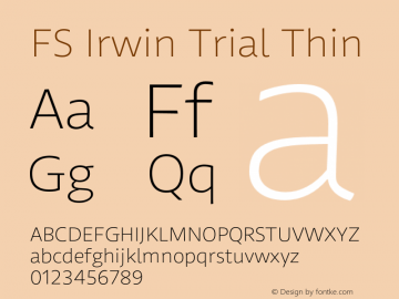 FS Irwin Trial Thin Version 1.002;PS 001.002;hotconv 1.0.88;makeotf.lib2.5.64775图片样张