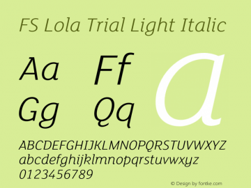 FSLola-LightItalic Trial Version 6.000图片样张