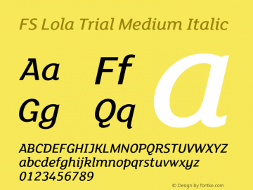 FSLola-MediumItalic Trial Version 6.000图片样张