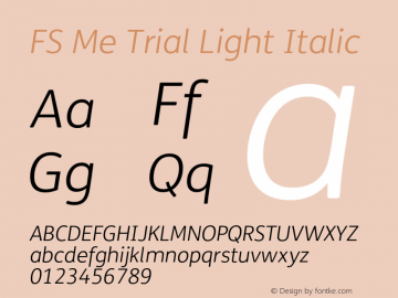 FSMe-LightItalic Trial Version 6.000图片样张