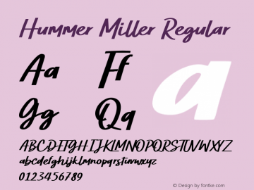 Hummer Miller Version 1.00;July 1, 2021;FontCreator 12.0.0.2565 64-bit图片样张