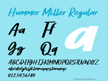 Hummer Miller Version 1.00;July 1, 2021;FontCreator 12.0.0.2565 64-bit图片样张