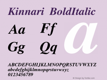 Kinnari BoldItalic Version 001.008: 2011-04-23图片样张