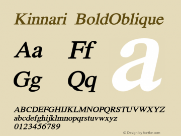 Kinnari BoldOblique Version 001.010: 2012-02-13 Font Sample