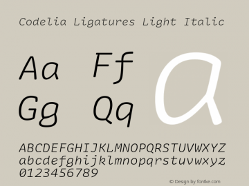 Codelia Ligatures Light Italic 1.000 | web-TT图片样张