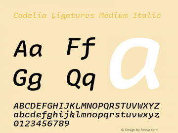 Codelia Ligatures Medium Italic 1.000 | web-TT图片样张