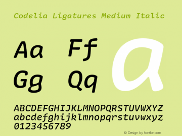 Codelia Ligatures Medium Italic 1.000图片样张