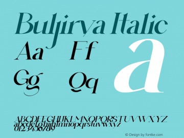 Buljirya Italic Version 1.00;July 6, 2021;FontCreator 12.0.0.2525 64-bit图片样张