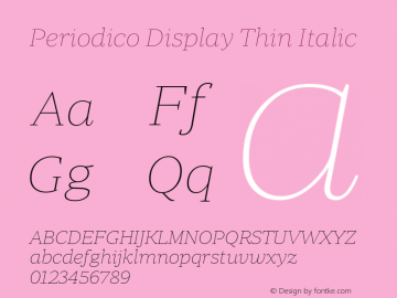 Periodico Display Thin Italic 1.000图片样张