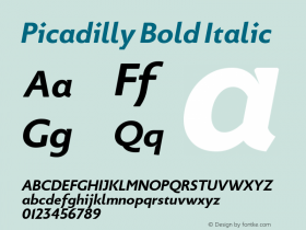 Picadilly Bold Italic 1.000图片样张