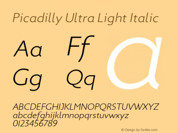 Picadilly Ultra Light Italic 1.000图片样张