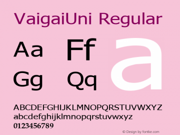 VaigaiUni Regular Version 1.00 January 12, 2004 Font Sample