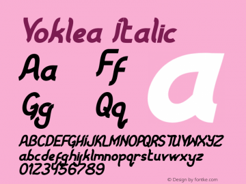 Voklea Italic Version 1.00;July 1, 2021;FontCreator 12.0.0.2555 64-bit图片样张