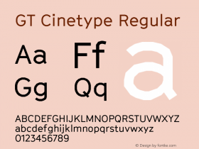 GT Cinetype Regular Version 3.002;hotconv 1.0.109;makeotfexe 2.5.65596图片样张