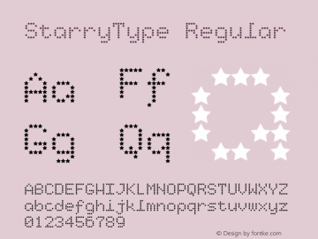StarryType Regular 1.0; 1-17-2004 Font Sample