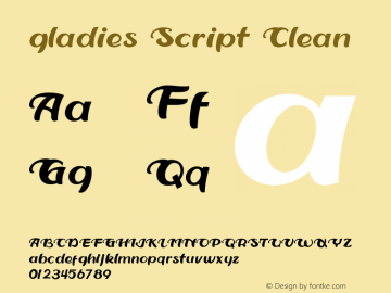 gladies Script Clean Version 1.00;January 12, 2020;FontCreator 12.0.0.2547 64-bit图片样张