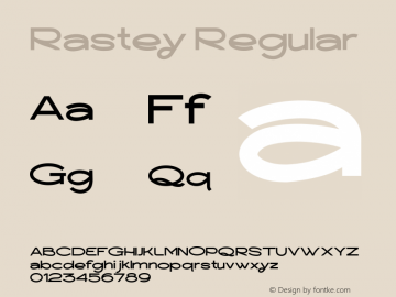 Rastey Version 1.00;July 8, 2021;FontCreator 11.5.0.2427 32-bit图片样张