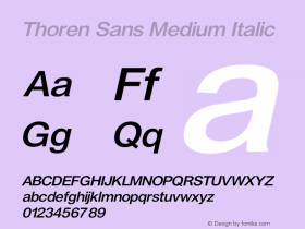 Thoren Sans Medium Italic Version 1.009;Fontself Maker 3.5.4图片样张