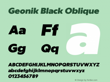 Geonik Black Oblique Version 1.000;hotconv 1.0.109;makeotfexe 2.5.65596图片样张