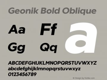 Geonik Bold Oblique Version 1.000;hotconv 1.0.109;makeotfexe 2.5.65596图片样张