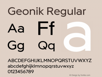 Geonik Regular Version 1.000;hotconv 1.0.109;makeotfexe 2.5.65596图片样张
