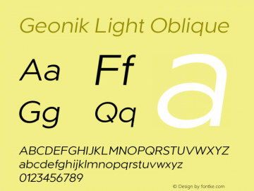 Geonik Light Oblique Version 1.000;hotconv 1.0.109;makeotfexe 2.5.65596图片样张
